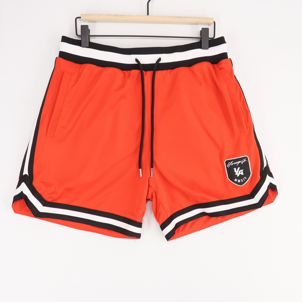 YoungLA Shorts‎ Mens M Red Basketball Mesh Drawstring Athletic Gym